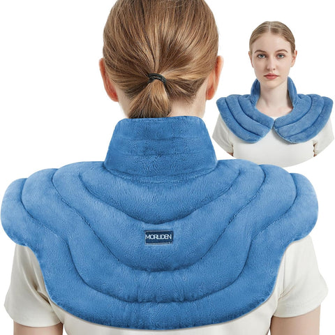 Neck Heating Pad Microwavable for Shoulders, Warmer Wrap Microwave Heating Pad for Neck and Shoulders for Pain Relief (Light Blue)