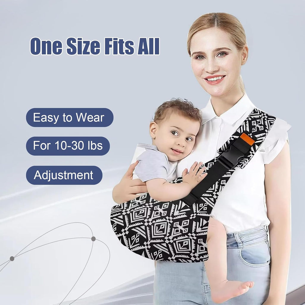 Baby Sling Carrier,Baby Carrier Newborn to Toddler,Adjustable and Lightweight Toddler Carrier(10-30Lbs),Baby Sling with Safety Buckle(Cloth,Brown)